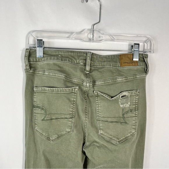 American Eagle Mossy Green Distressed Super Stretch X Hi-Rise Jeggings 4 Regular - Picture 2 of 6